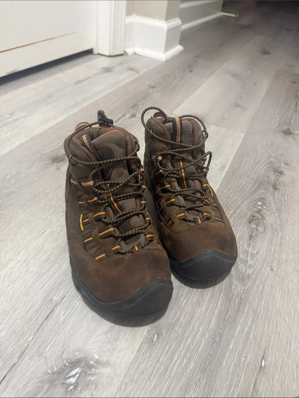 Keen Brown Outdoor Hiking Boots with Orange Accents